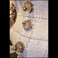 Commode en Croco finition blanc, cornes de Kudu, 3 tiroirs avec peau d'agneau de Mongolie 120- White Croco