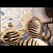 Canapé en bois de Hêtre avec peau de Zèbre, cornes de Zebu et amethyste PC-Sofa Zebra