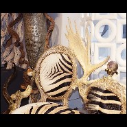 Canapé en bois de Hêtre avec peau de Zèbre, cornes de Zebu et amethyste PC-Sofa Zebra