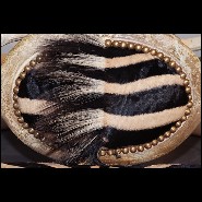 Canapé en bois de Hêtre avec peau de Zèbre, cornes de Zebu et amethyste PC-Sofa Zebra