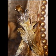 Canapé en bois de Hêtre avec peau de Zèbre, cornes de Zebu et amethyste PC-Sofa Zebra