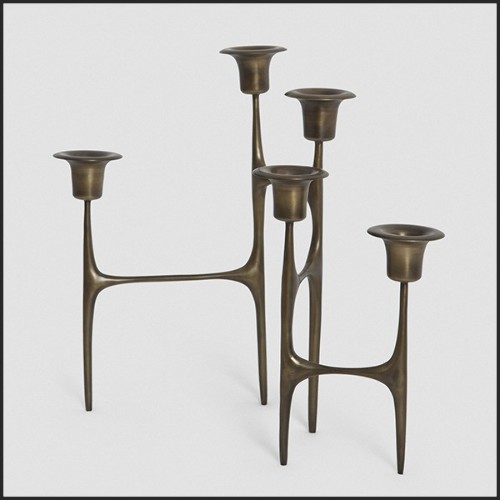 Bougeoir en laiton finition vieilli 119-Zigzag Chandeler