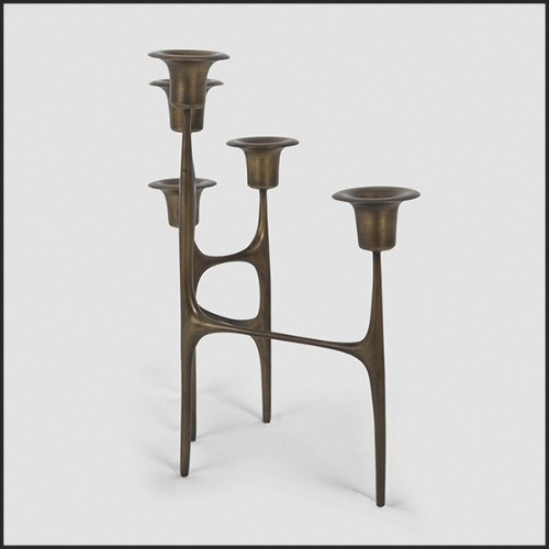 Bougeoir en laiton finition vieilli 119-Zigzag Chandeler