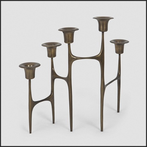 Bougeoir en laiton finition vieilli 119-Zigzag Chandeler