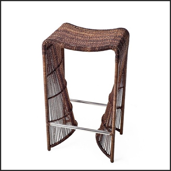 Tabouret Iguan en Acier inoxydable et fibre d'Abaca et Nylon Tabouret 178-Iguan