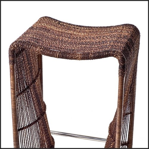 Tabouret Iguan en Acier inoxydable et fibre d'Abaca et Nylon Tabouret 178-Iguan