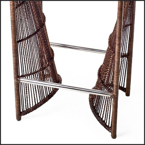 Tabouret Iguan en Acier inoxydable et fibre d'Abaca et Nylon Tabouret 178-Iguan