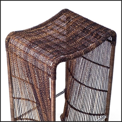 Tabouret Iguan en Acier inoxydable et fibre d'Abaca et Nylon Tabouret 178-Iguan