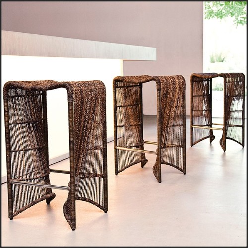 Tabouret Iguan en Acier inoxydable et fibre d'Abaca et Nylon Tabouret 178-Iguan