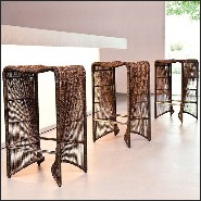 Tabouret Iguan en Acier inoxydable et fibre d'Abaca et Nylon Tabouret 178-Iguan