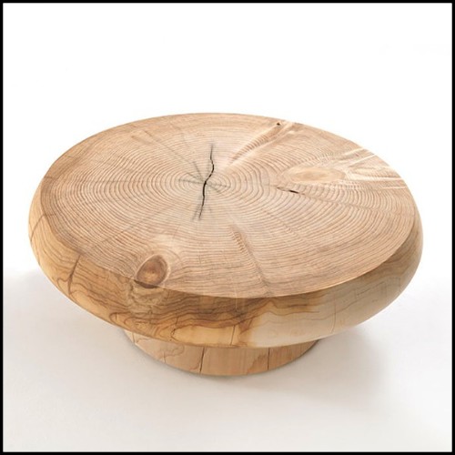 Table basse taillée dans un bloc de cèdre massif naturel 154-Solid Cedar Round