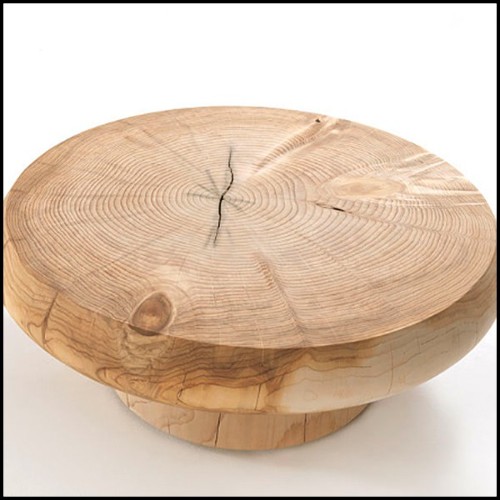 Table basse taillée dans un bloc de cèdre massif naturel 154-Solid Cedar Round