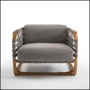 Armchair in Solid Teak with Outdoor Fabric 154-Webbing Outdoor
