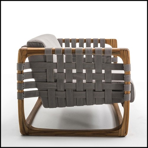 Armchair in Solid Teak with Outdoor Fabric 154-Webbing Outdoor