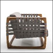 Fauteuil en teck naturel massif avec tissu outdoor 154-Webbing Outdoor