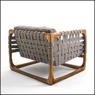 Fauteuil en teck naturel massif avec tissu outdoor 154-Webbing Outdoor