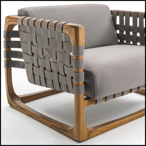 Armchair in Solid Teak with Outdoor Fabric 154-Webbing Outdoor