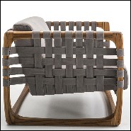 Armchair in Solid Teak with Outdoor Fabric 154-Webbing Outdoor