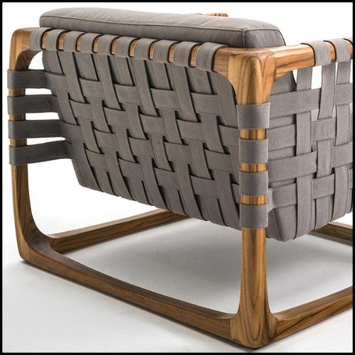 Armchair in Solid Teak with Outdoor Fabric 154-Webbing Outdoor