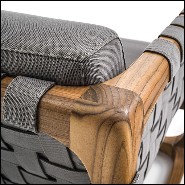 Armchair in Solid Teak with Outdoor Fabric 154-Webbing Outdoor