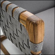 Fauteuil en teck naturel massif avec tissu outdoor 154-Webbing Outdoor