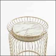 Side Table in gold finish with White Marble Top 150-Cigala