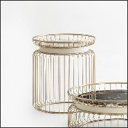 Side Table in gold finish with White Marble Top 150-Cigala