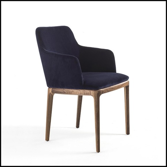 Armchair in Solid Walnut Wood 154-Velvet Walnut