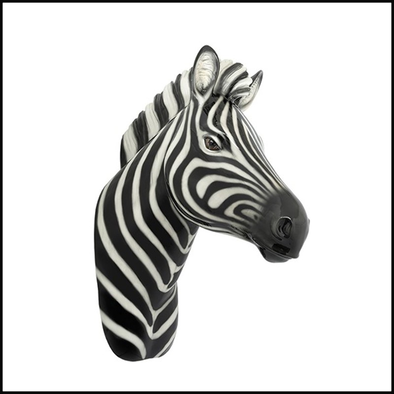 Sculpture in ceramic 162-Zebra Wall Head