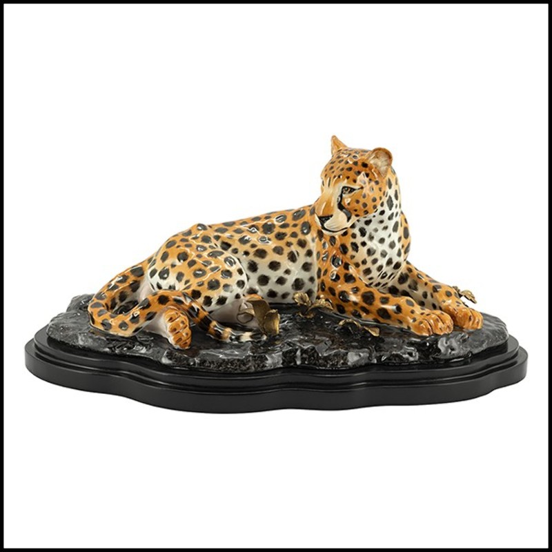 Sculpture en porcelaine 162-Leopard Laying
