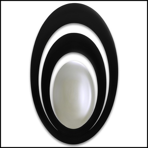 Mirror in Black Lacquered Finish 119-Serail Oval