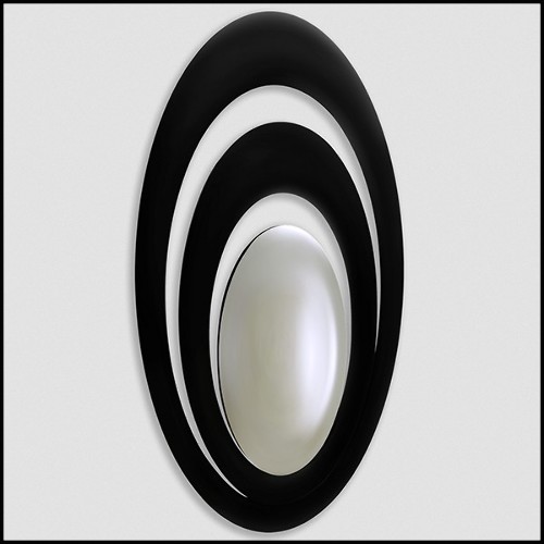 Mirror in Black Lacquered Finish 119-Serail Oval