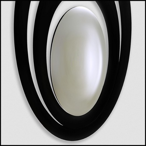 Mirror in Black Lacquered Finish 119-Serail Oval