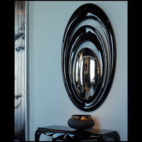 Miroir finitin lacquée noir 119-Serail Oval