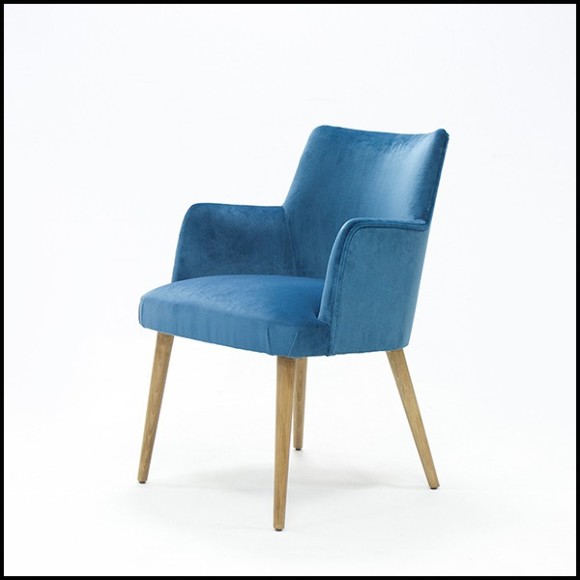 Chaise avec tissu en velours coloris bleu 176-Lalia