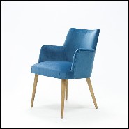 Chaise avec tissu en velours coloris bleu 176-Lalia