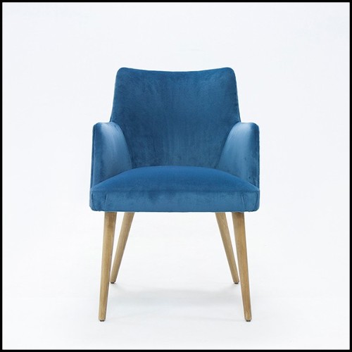 Chaise avec tissu en velours coloris bleu 176-Lalia