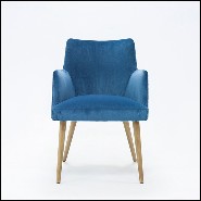 Chaise avec tissu en velours coloris bleu 176-Lalia