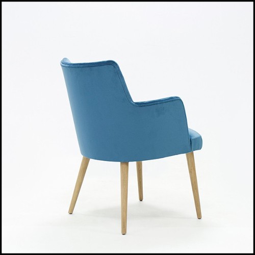 Chaise avec tissu en velours coloris bleu 176-Lalia