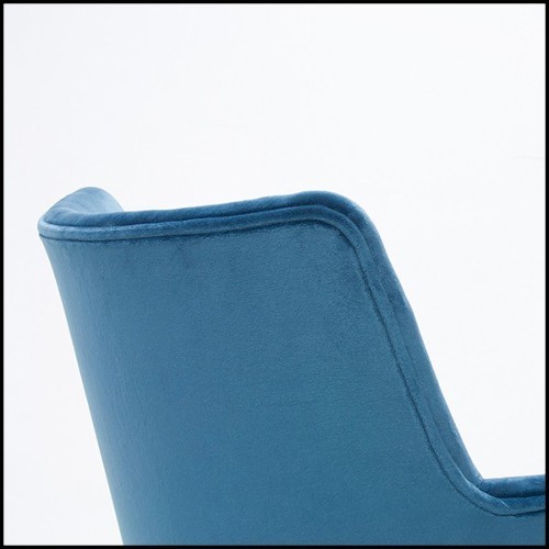 Chaise avec tissu en velours coloris bleu 176-Lalia