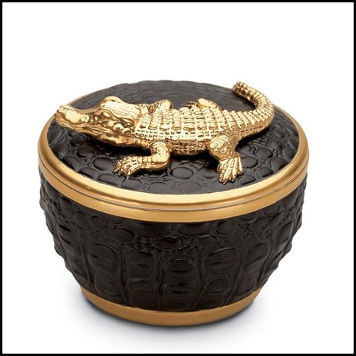 Candle box with 24 Karat Gold Plate 172-Gold Croco
