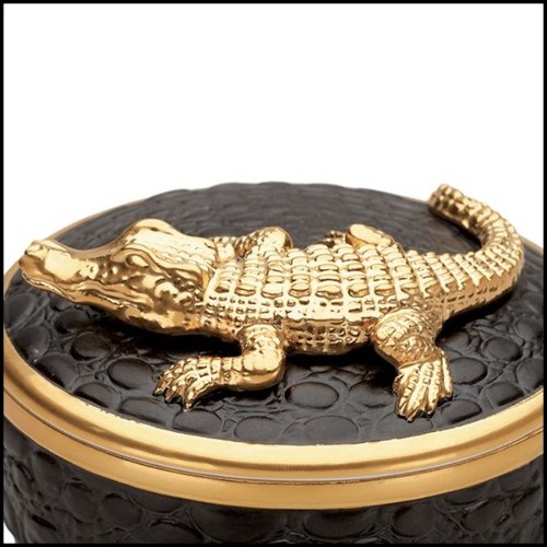 Boîte à bougie plaqué or 24 carats 172-Gold Croco