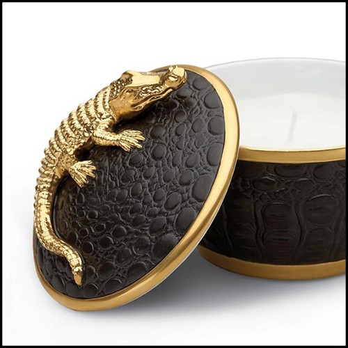 Candle box with 24 Karat Gold Plate 172-Gold Croco