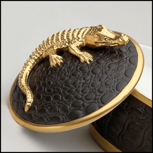 Boîte à bougie plaqué or 24 carats 172-Gold Croco