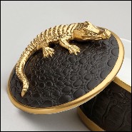 Boîte à bougie plaqué or 24 carats 172-Gold Croco