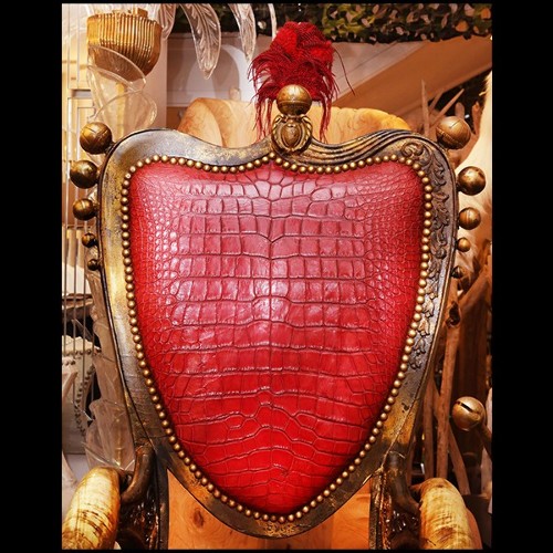 Armchairs in Solid Beech Wood PC-Red Croco and Horns