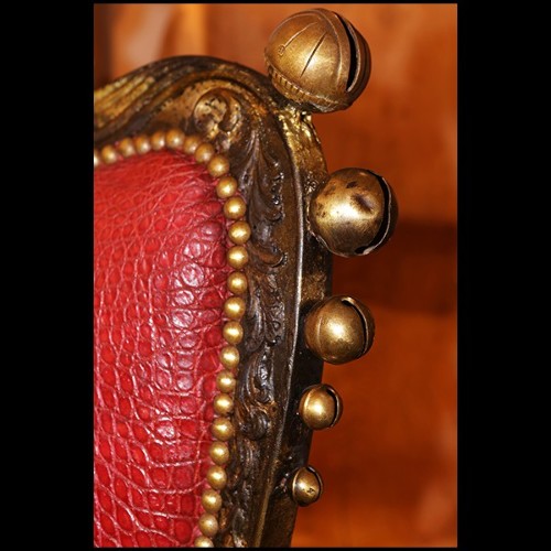 Armchairs in Solid Beech Wood PC-Red Croco and Horns