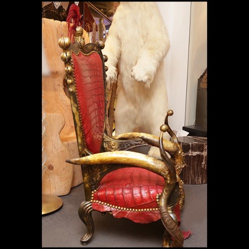 Fauteuils en hêtre massif PC-Red Croco and Horns