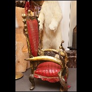 Armchairs in Solid Beech Wood PC-Red Croco and Horns
