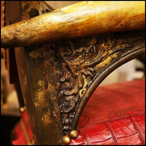 Fauteuils en hêtre massif PC-Red Croco and Horns